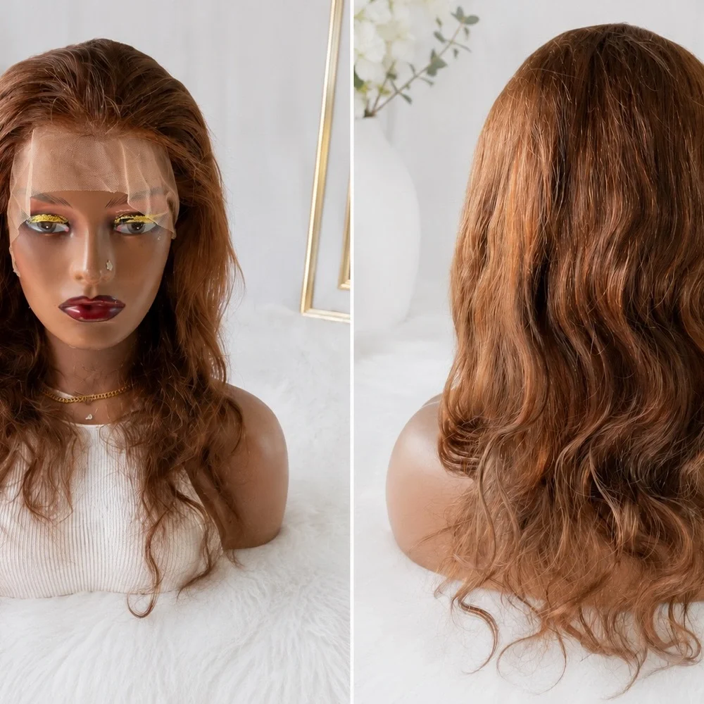 Title 100% Human Hair Lace Front Wig for Women | 13x4 Straight Brown Wig |